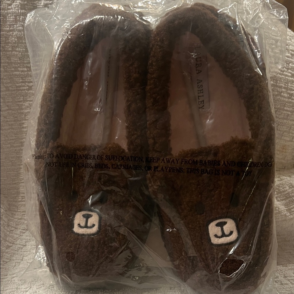 Laura Ashley Brown Bear Slippers